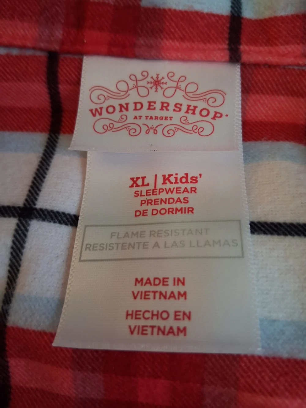 Wondershop Red White Plaid Kids Pajama Set size XL NWT